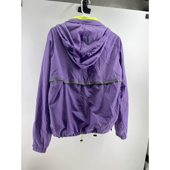 Love & Sports Women's Purple Neon Green Hooded Windbreaker Jacket M (8-10) - Picture 3 of 3